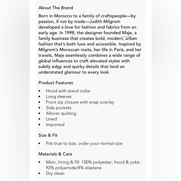 Maje Black Cream High Pile Fleece Faux Shearling Hoodie Puffer Jacket Sz 0 (XS) - Picture 11 of 16